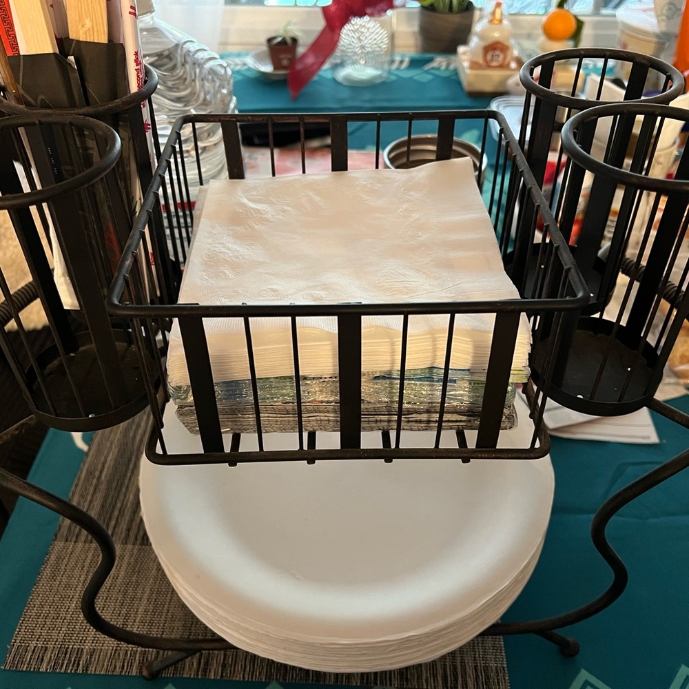 Black Metal Napkin and Plate Holder